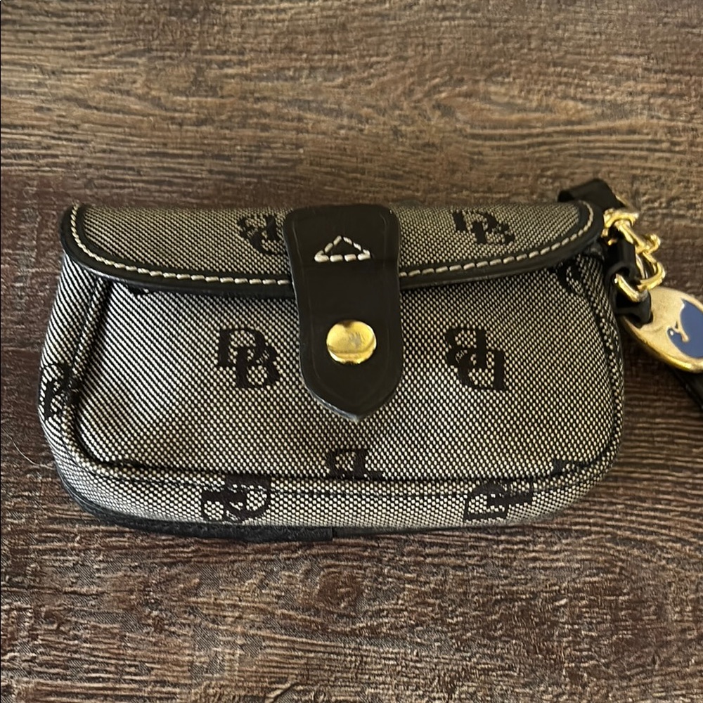 Dooney and Bourke Black and Gray Monogram Wristlet